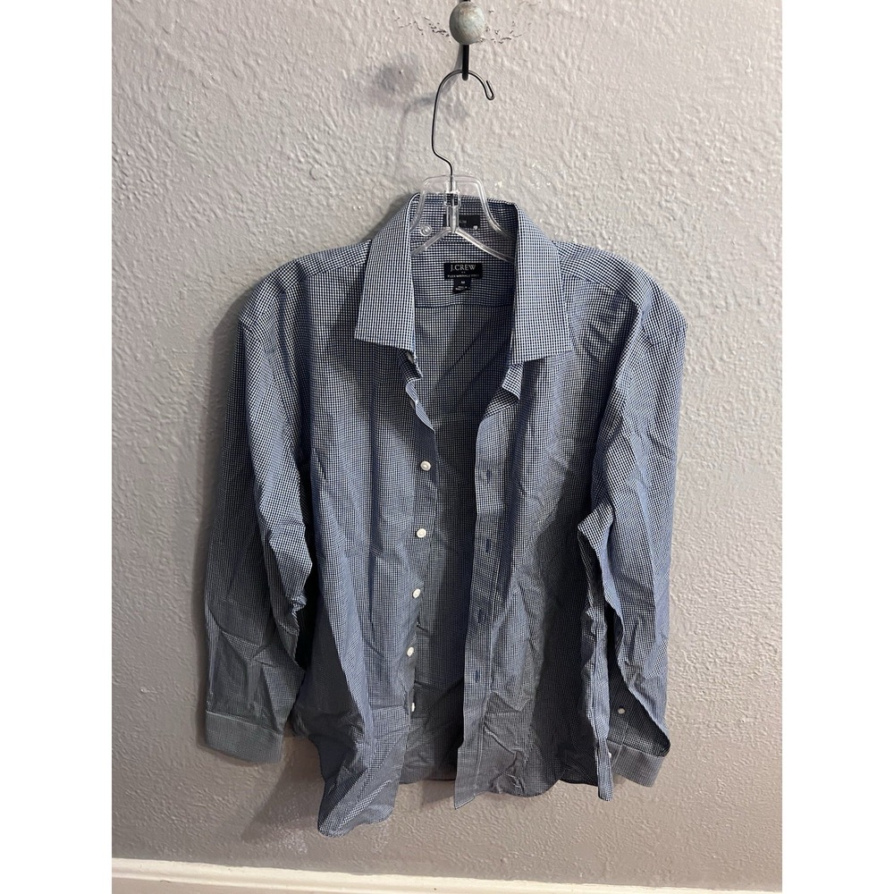 J Crew‎ Mens White Plaid Long Sleeve Button Down Shirt Slim Fit Size Medium